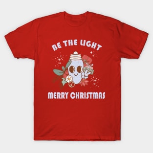 Retro Kawaii Vintage Christmas Be The Light Inspirational Design T-Shirt